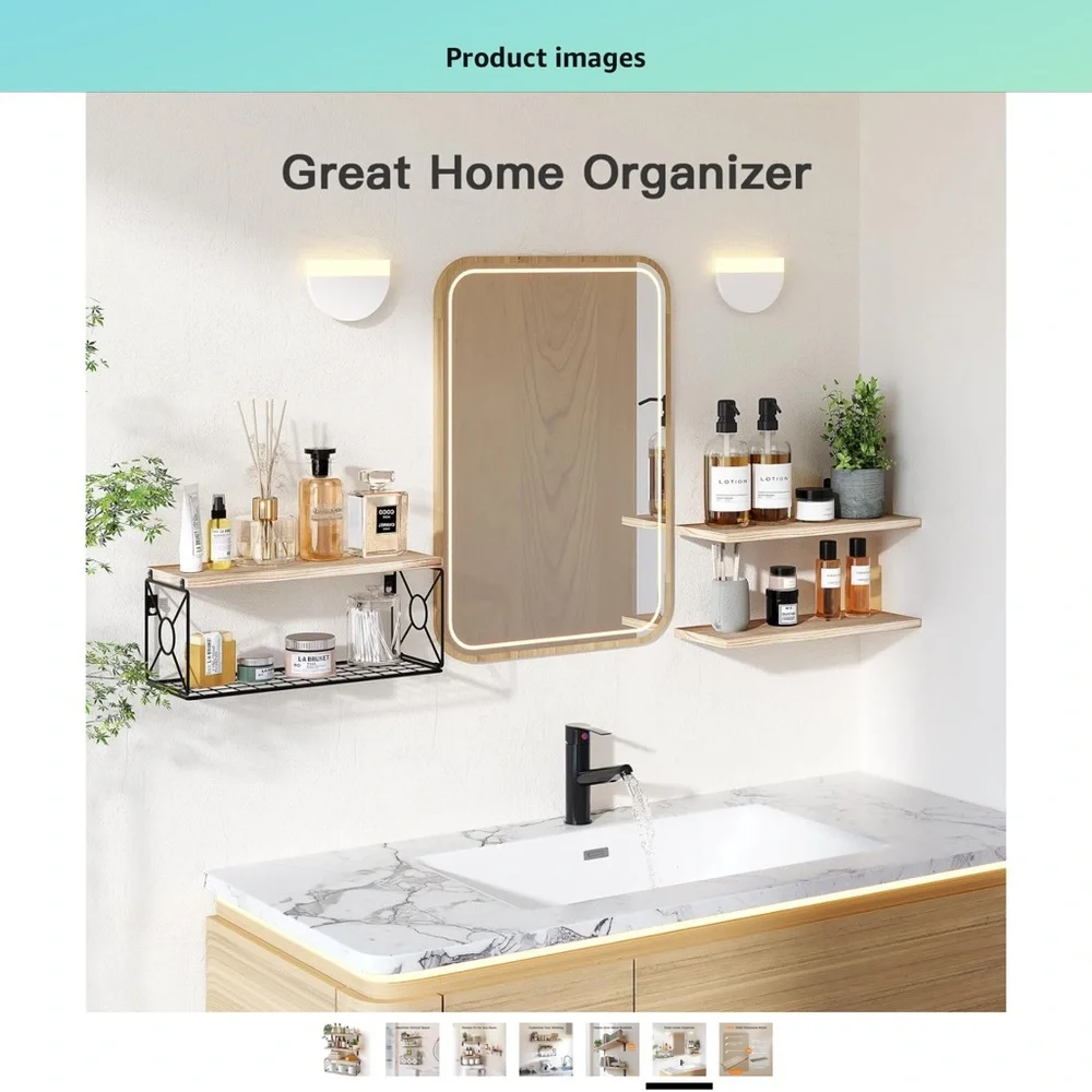 Modern Wooden Bathroom Shelf Set